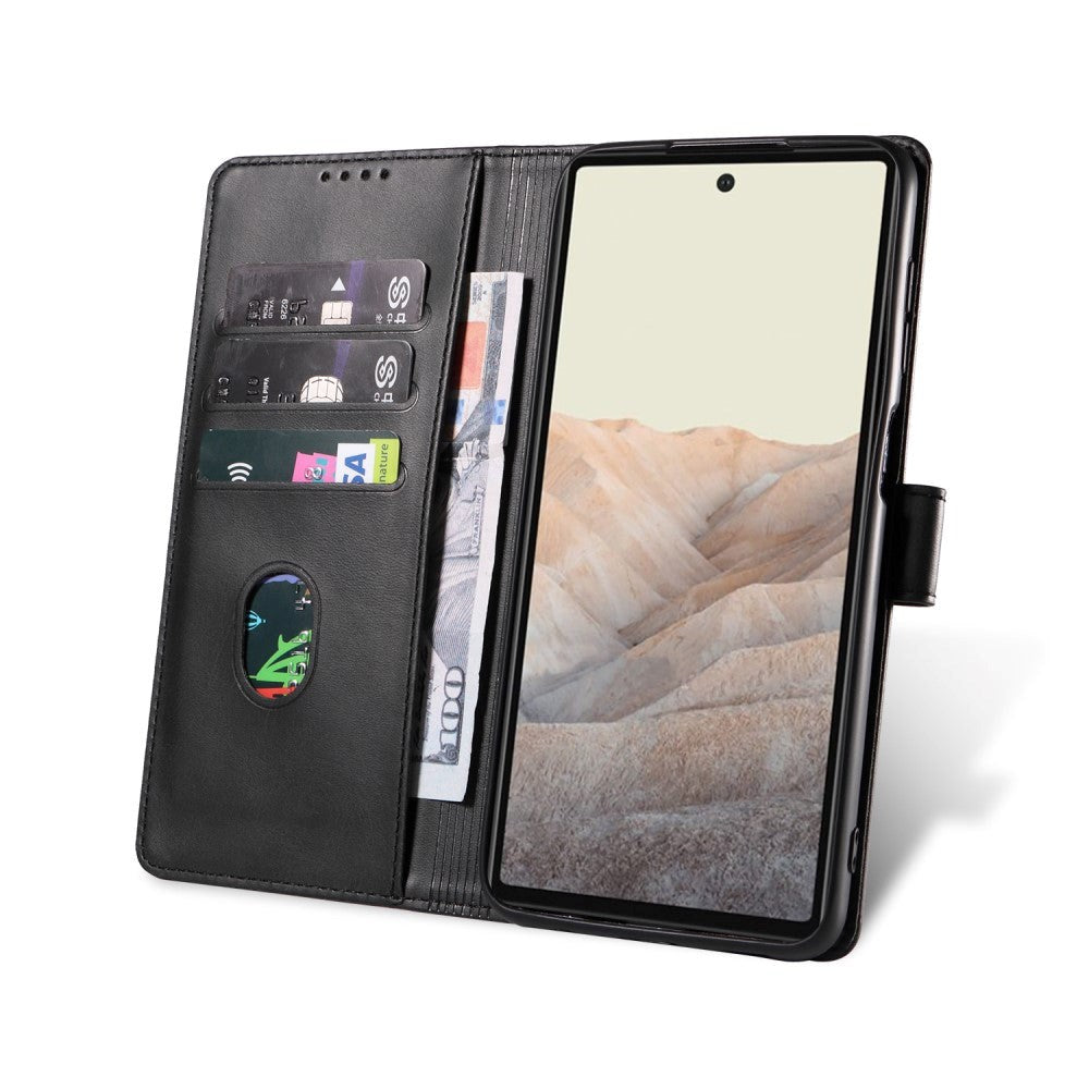 Google Pixel 6 Pro PU Leather Case w. Wallet - Black