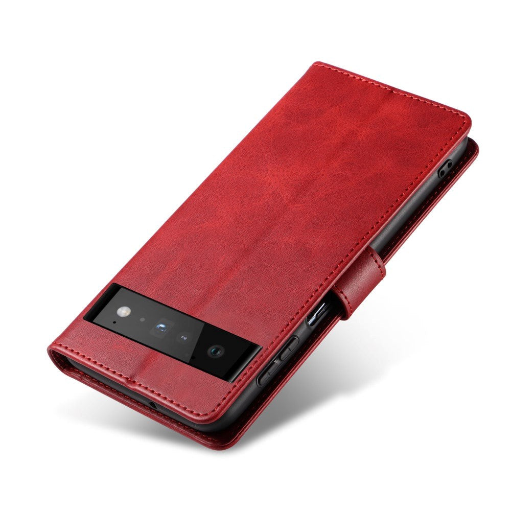 Google Pixel 6 Pro PU Leather Case w. Wallet - Red