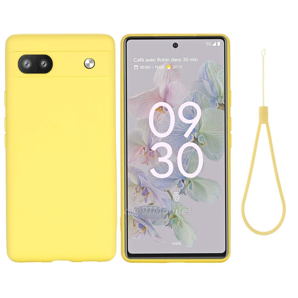 Google Pixel 6a Silicone Case w. Strap - Yellow