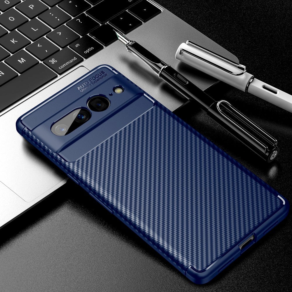 Google Pixel 7 Pro Carbon Fiber Flexible Plastic Case - Blue