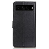 Google Pixel 7 Pro Litchi PU Leather Flip Case w. Wallet - Black