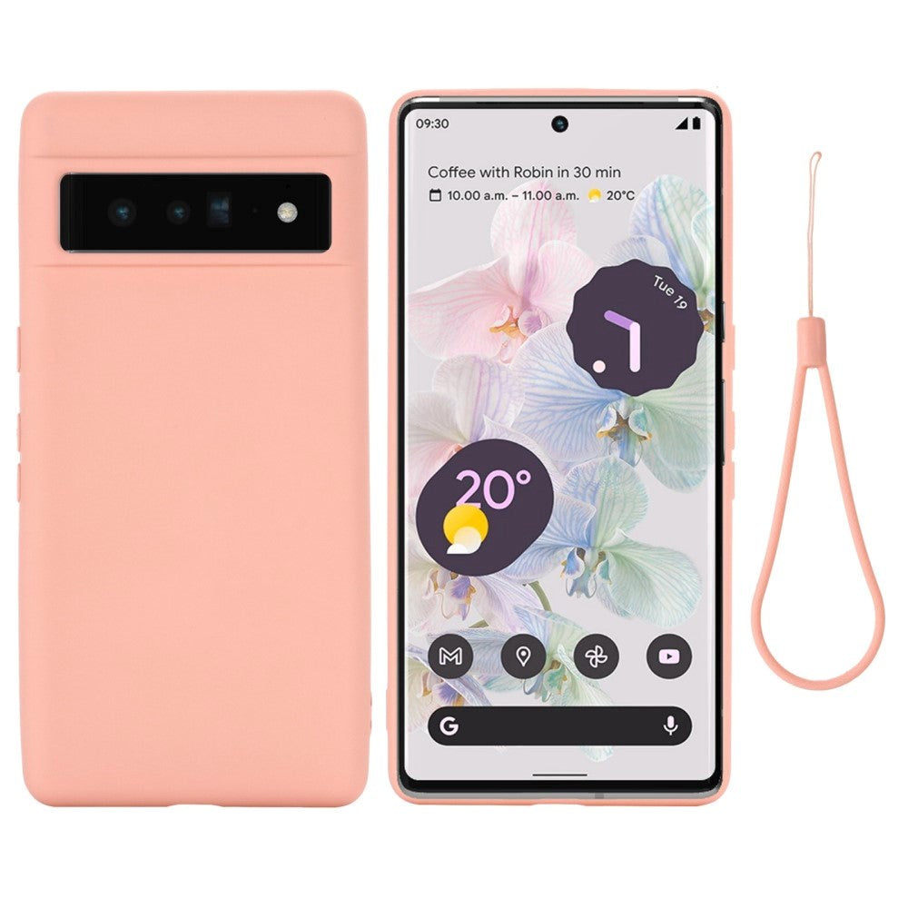 Google Pixel 7 Pro Silicone Case w. Strap - Pink