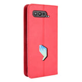 Asus ROG Phone 5 Leather Wallet Case and Magnetic Lock - Red