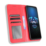 Asus ROG Phone 5 Leather Wallet Case and Magnetic Lock - Red