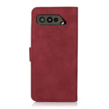 Asus ROG Phone 5 Khazneh Leather Wallet Case - Fabric Texture - Red