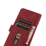 Asus ROG Phone 5 Khazneh Leather Wallet Case - Fabric Texture - Red