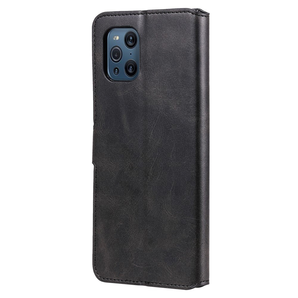 Oppo Find X3 Pro Leather Wallet Case & Magnetic Lock - Black