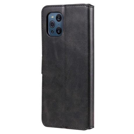 Oppo Find X3 Pro Leather Wallet Case & Magnetic Lock - Black