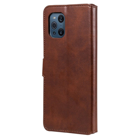 Oppo Find X3 Pro Leather Wallet Case & Magnetic Lock - Brown