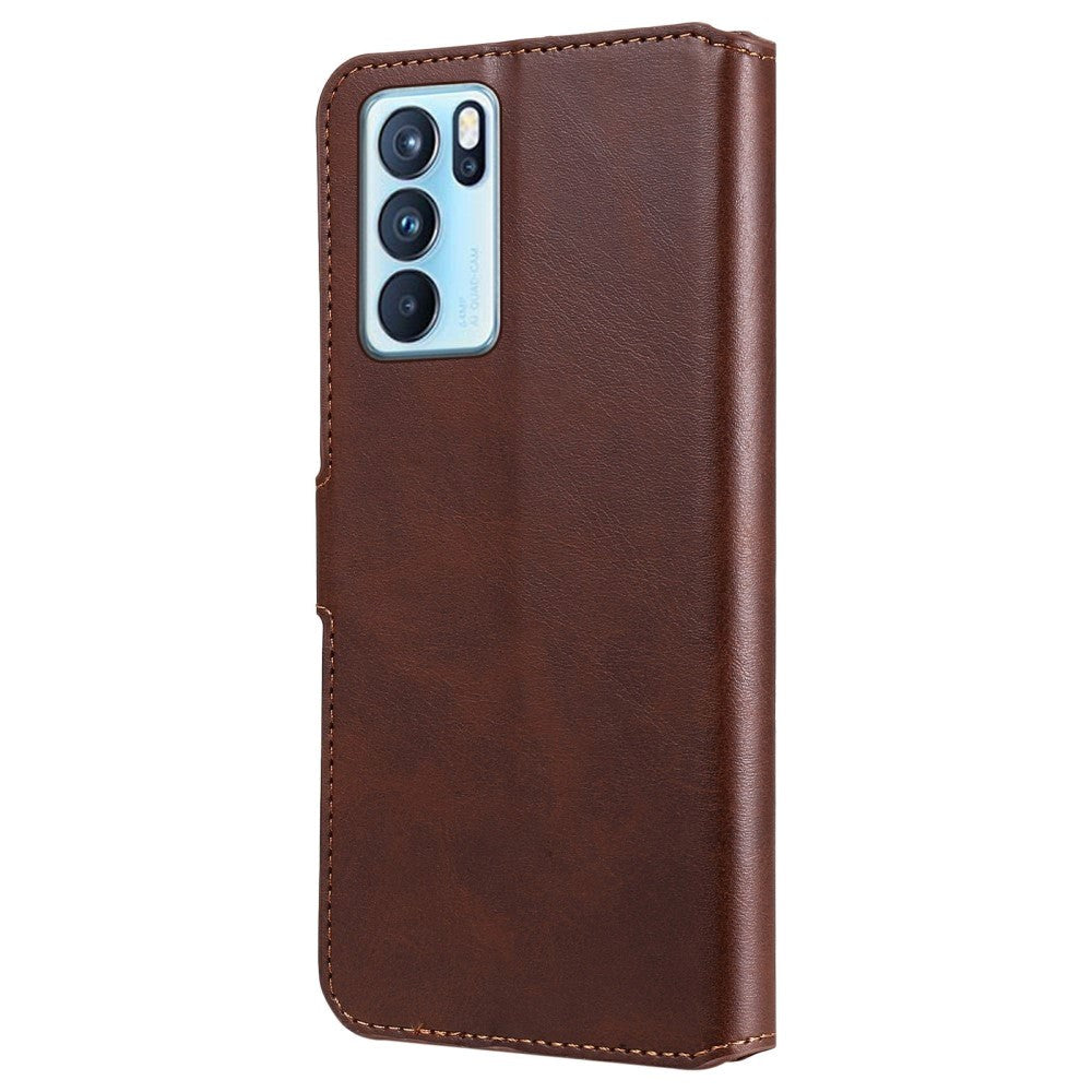 Oppo Reno6 Pro Leather Wallet Case & Magnetic Lock - Brown