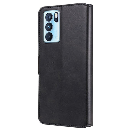 Oppo Reno6 Pro Leather Wallet Case & Magnetic Lock - Black