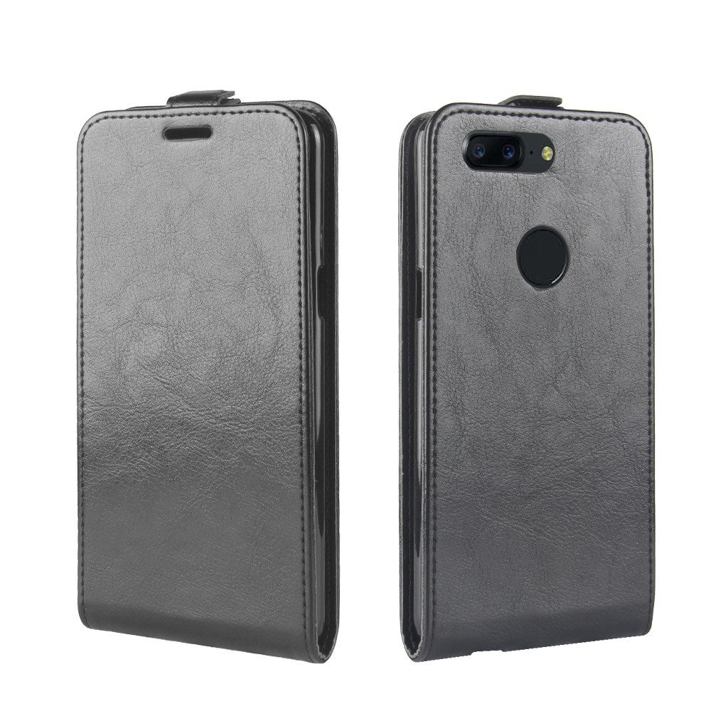 OnePlus 5T PU Leather Vertical Flip Case - Black