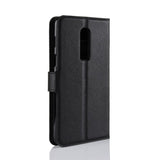 OnePlus 6 Litchi Texture Leather Stand Wallet Case Black