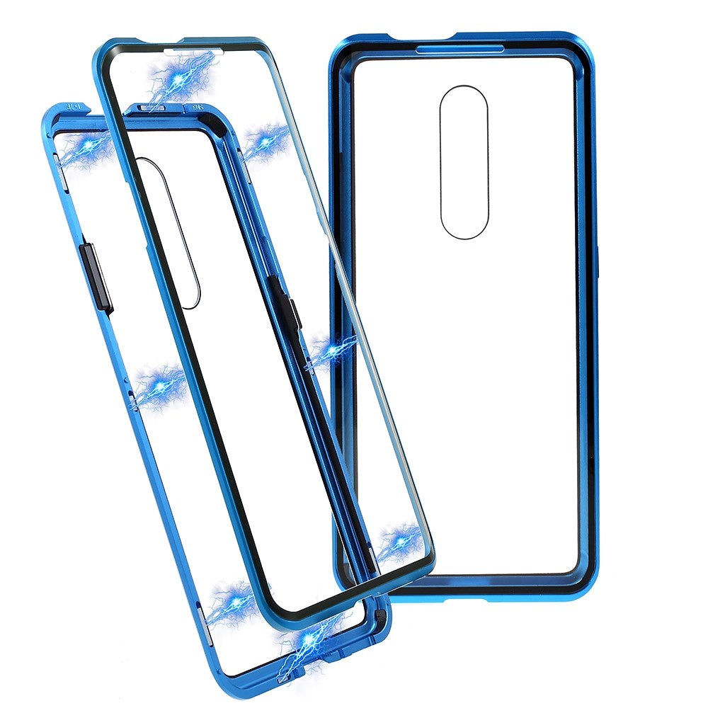 OnePlus 7 Pro Magnetic Metal Case w. Glass Front & Back - Blue