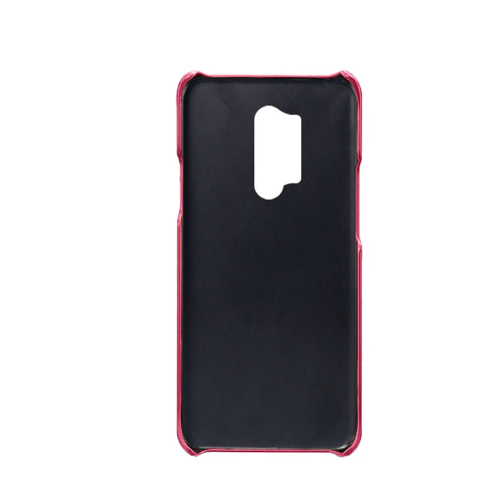 OnePlus 8 Pro Leather Coated Plastic Case with Card Holder - Pink