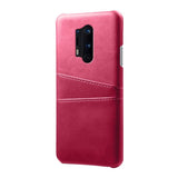 OnePlus 8 Pro Leather Coated Plastic Case with Card Holder - Pink