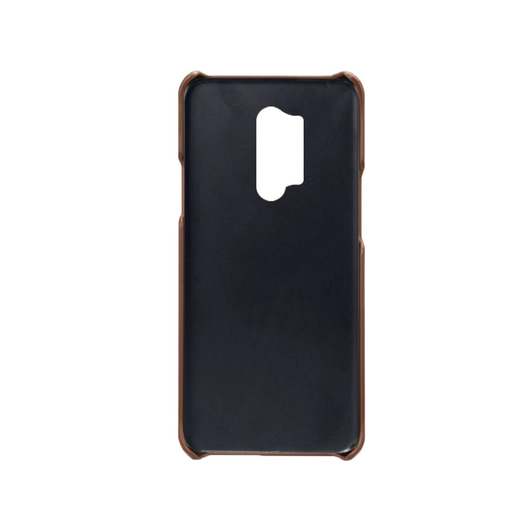 OnePlus 8 Pro Leather Coated Plastic Case with Card Holder - Brown