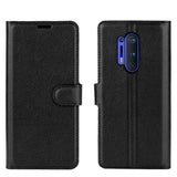 OnePlus 8 Pro Litchi Leather Flip Case w. Wallet - Black