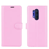 OnePlus 8 Pro Litchi Leather Flip Case w. Wallet - Pink