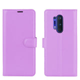 OnePlus 8 Pro Litchi Leather Flip Case w. Wallet - Purple