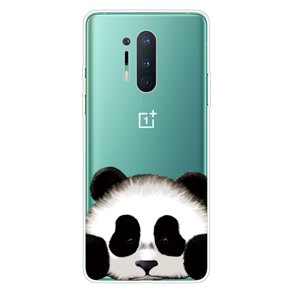 OnePlus 8 Pro Flexible Plastic Case w. Print - Transparent / Panda