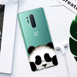 OnePlus 8 Pro Flexible Plastic Case w. Print - Transparent / Panda