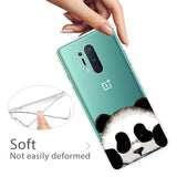 OnePlus 8 Pro Flexible Plastic Case w. Print - Transparent / Panda