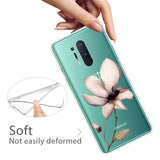 OnePlus 8 Pro Flexible Plastic Case w. Print - Transparent / Lotus Flower