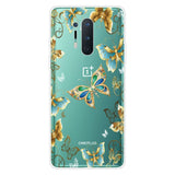 OnePlus 8 Pro Flexible Plastic Case w. Print - Transparent / Butterflies