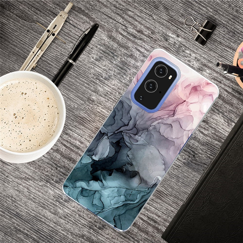 EIDERWOOD OnePlus 9 Pro Flexible Plastic Case with Marble Design - Blue / Pink / Black