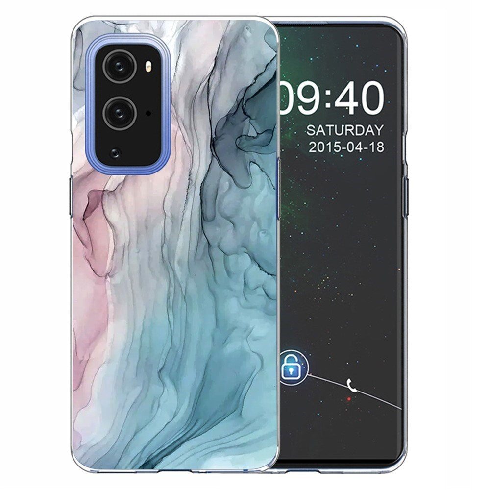 EIDERWOOD OnePlus 9 Pro Flexible Plastic Case with Marble Design - Blue / Pink