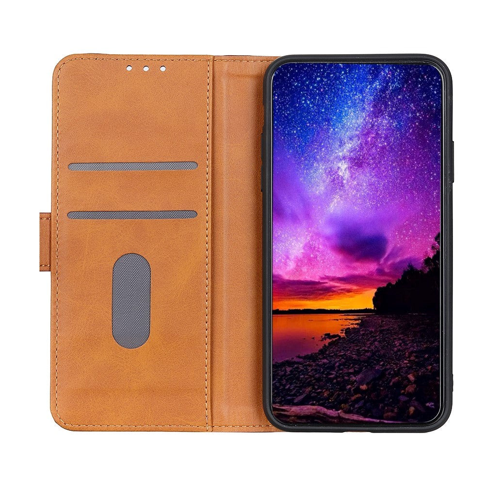 OnePlus 9 Litchi Skin Leather Wallet Case - Brown