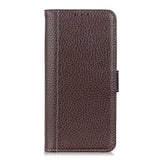 OnePlus 9 Litchi Skin Leather Wallet Case - Brown