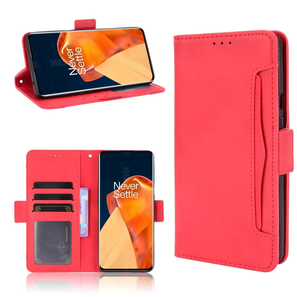 OnePlus 9 Pro Leather Case w. External Card Holder - Red