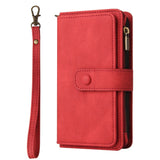 OnePlus 9 Leather Flip Case w. Strap, Wallet & 15 Card Holders - Red