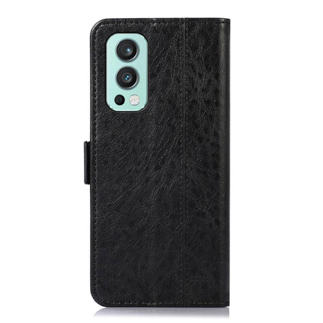 OnePlus Nord 2 (5G) Sleek Leather Flip Case w. Card Holder & Stand - Black