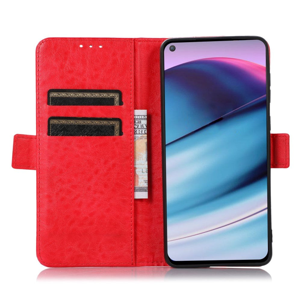 OnePlus Nord CE (5G) Sleek Leather Flip Case w. Card Holder & Stand Function - Red