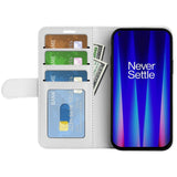 EIDERWOOD OnePlus Nord CE 2 (5G) Faux Leather Flip Case with Cardholder & Stand Function - White
