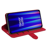 EIDERWOOD OnePlus Nord CE 2 (5G) Faux Leather Flip Case with Cardholder & Stand Function - Red