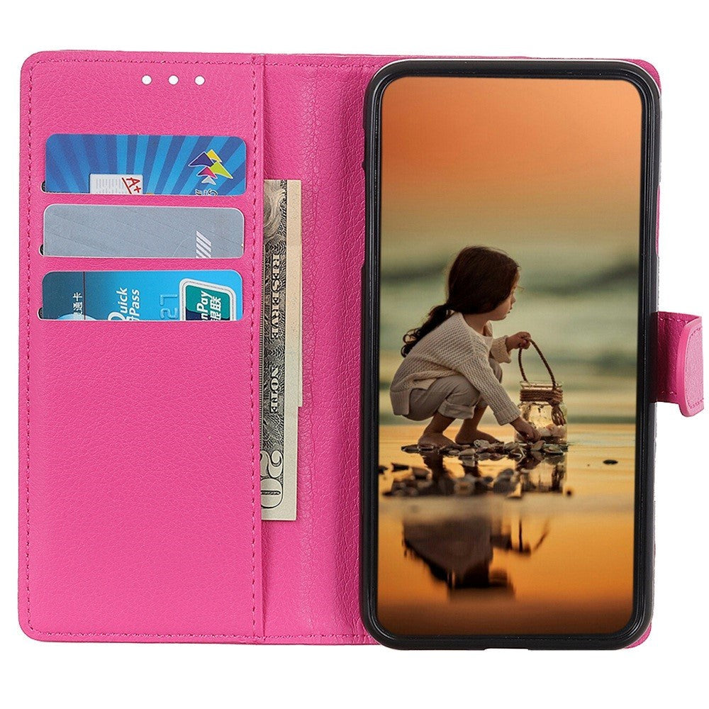 OnePlus Nord CE 2 Lite (5G) PU Litchi Leather Flip Case with Wallet & Stand Function - Pink