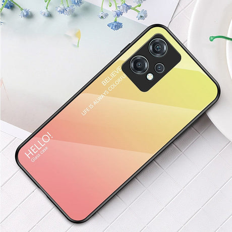 OnePlus Nord CE 2 Lite (5G) Case with Glass Back - Hello - Yellow / Pink