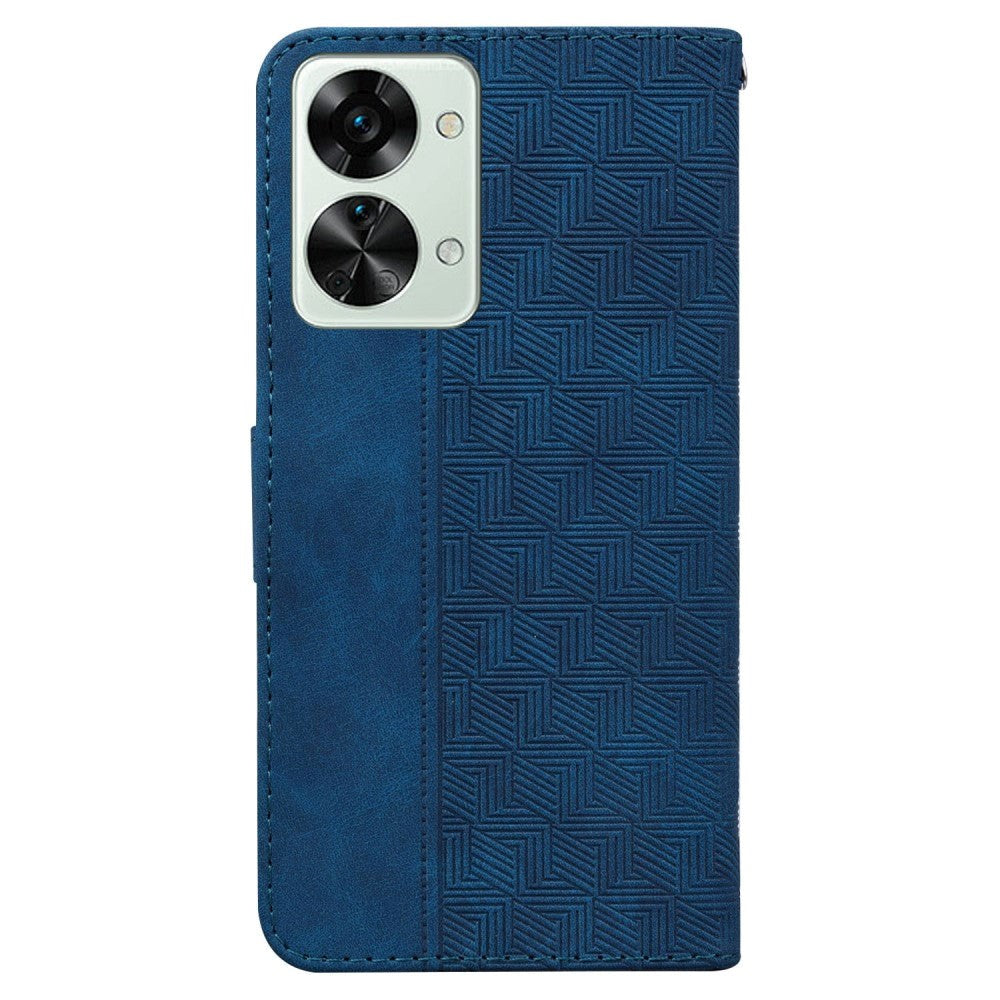 OnePlus Nord 2T (5G) Flip Case with Wallet & Strap - Geometry Pattern - Blue