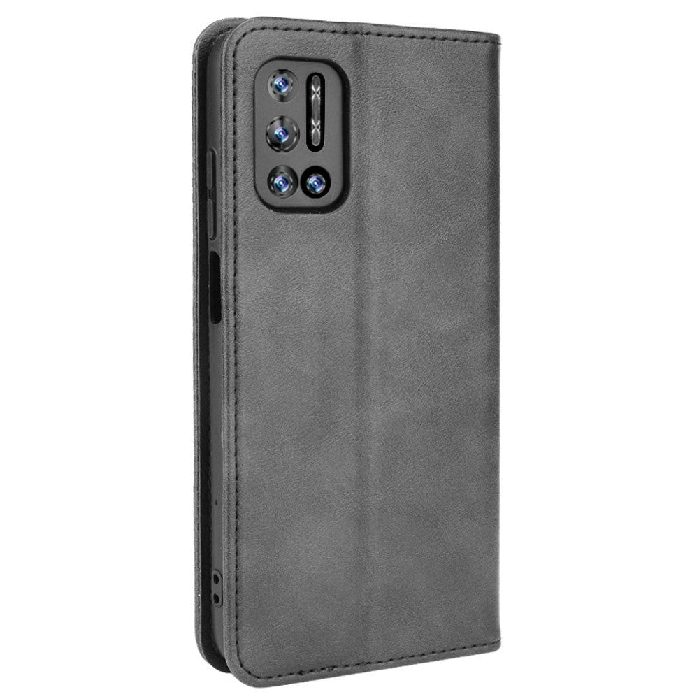 Doogee N40 Pro Vintage Look Leather Wallet Case - Black