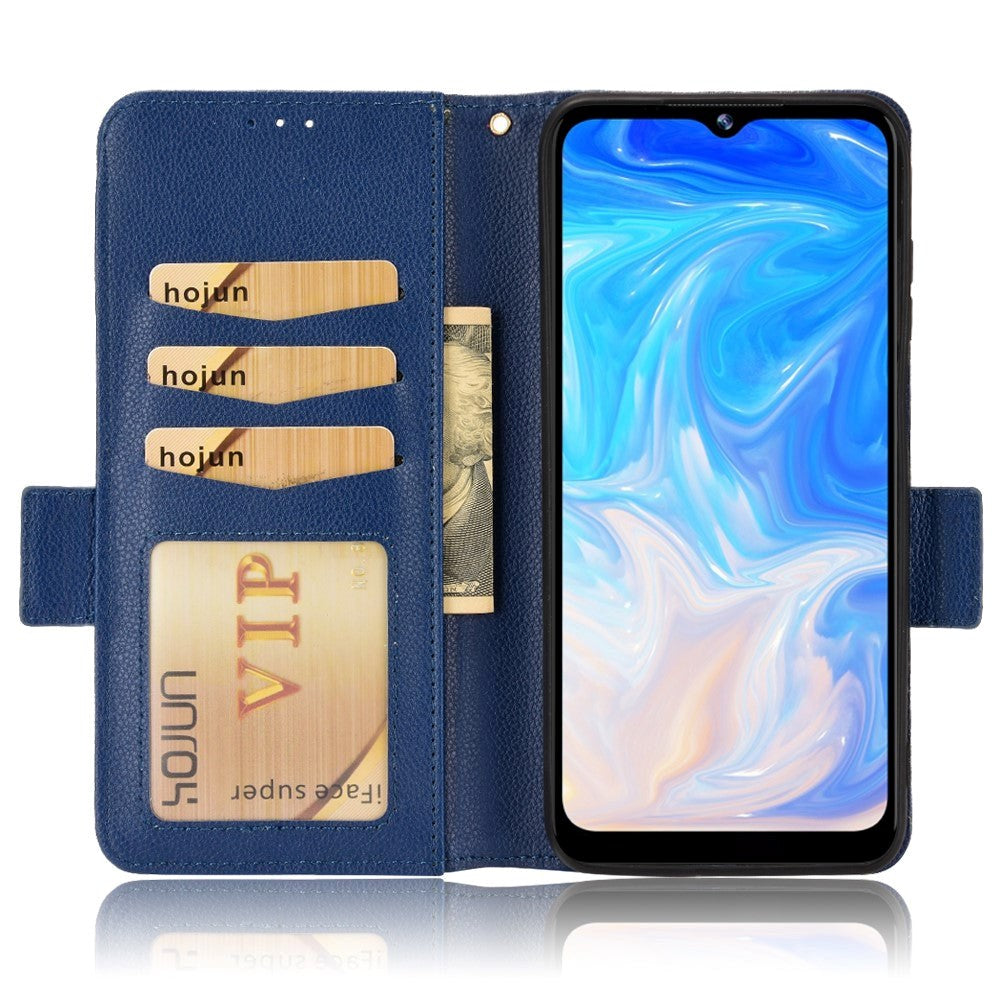 Doogee N40 Pro Litchi Leather Wallet Case - Blue