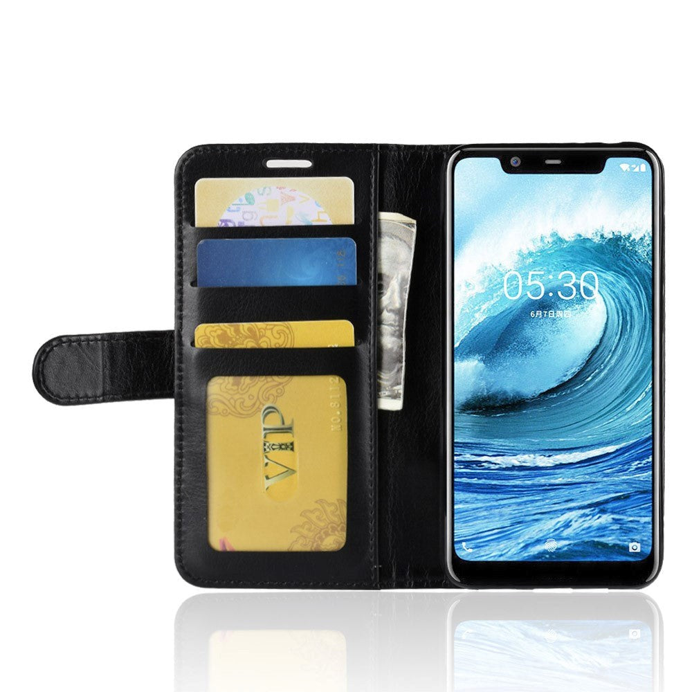 Nokia 5.1 Plus Neutral Leather Wallet Case - Black