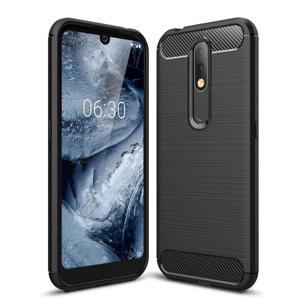 Nokia 4.2 Brushed Carbon Fiber - Flexible Plastic Case Black