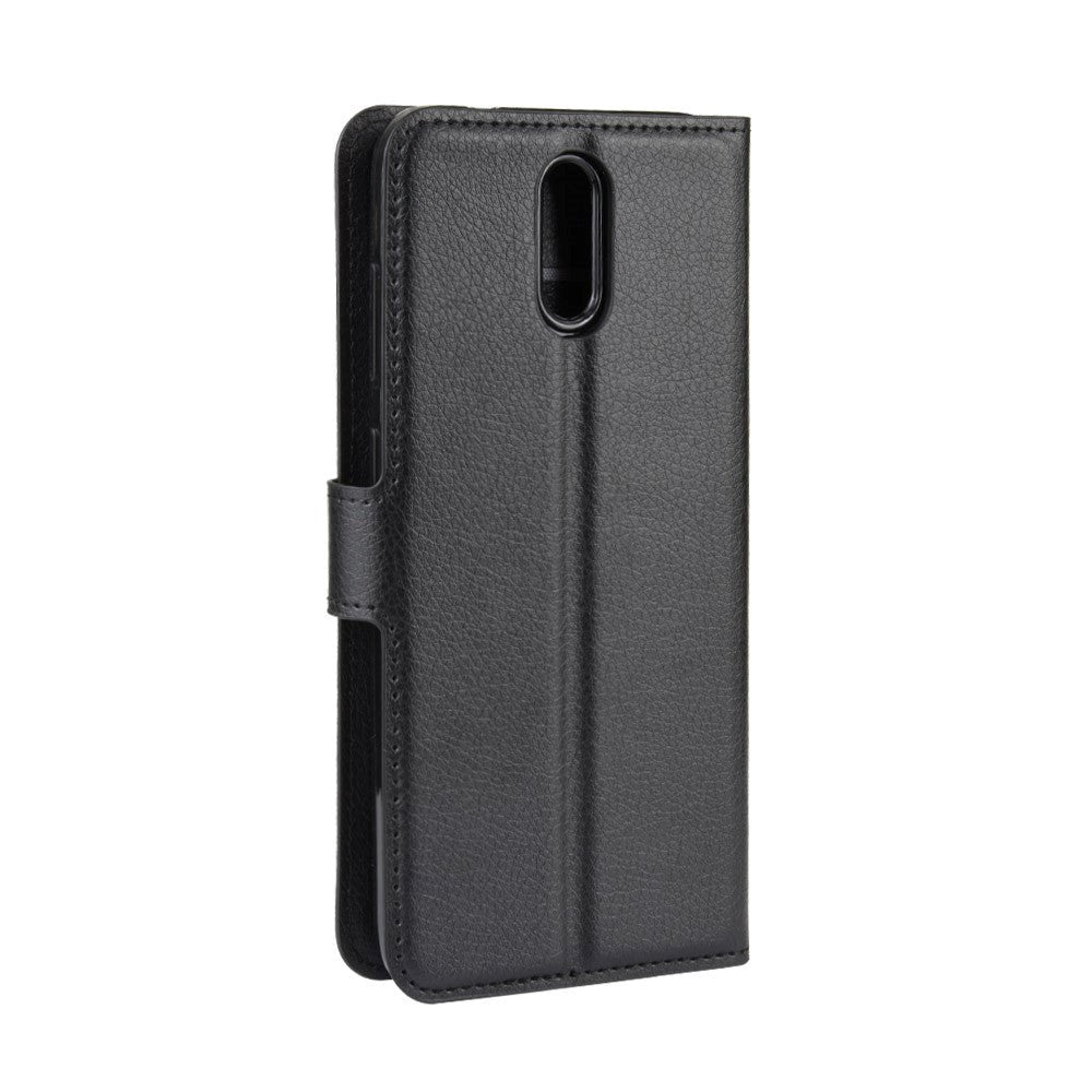 Nokia 2.3 Litchi Leather Wallet Case - Black