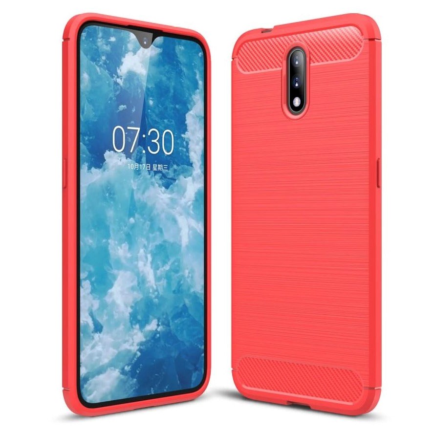 Nokia 2.3 Brushed Carbon Fibre Plastic Case Red