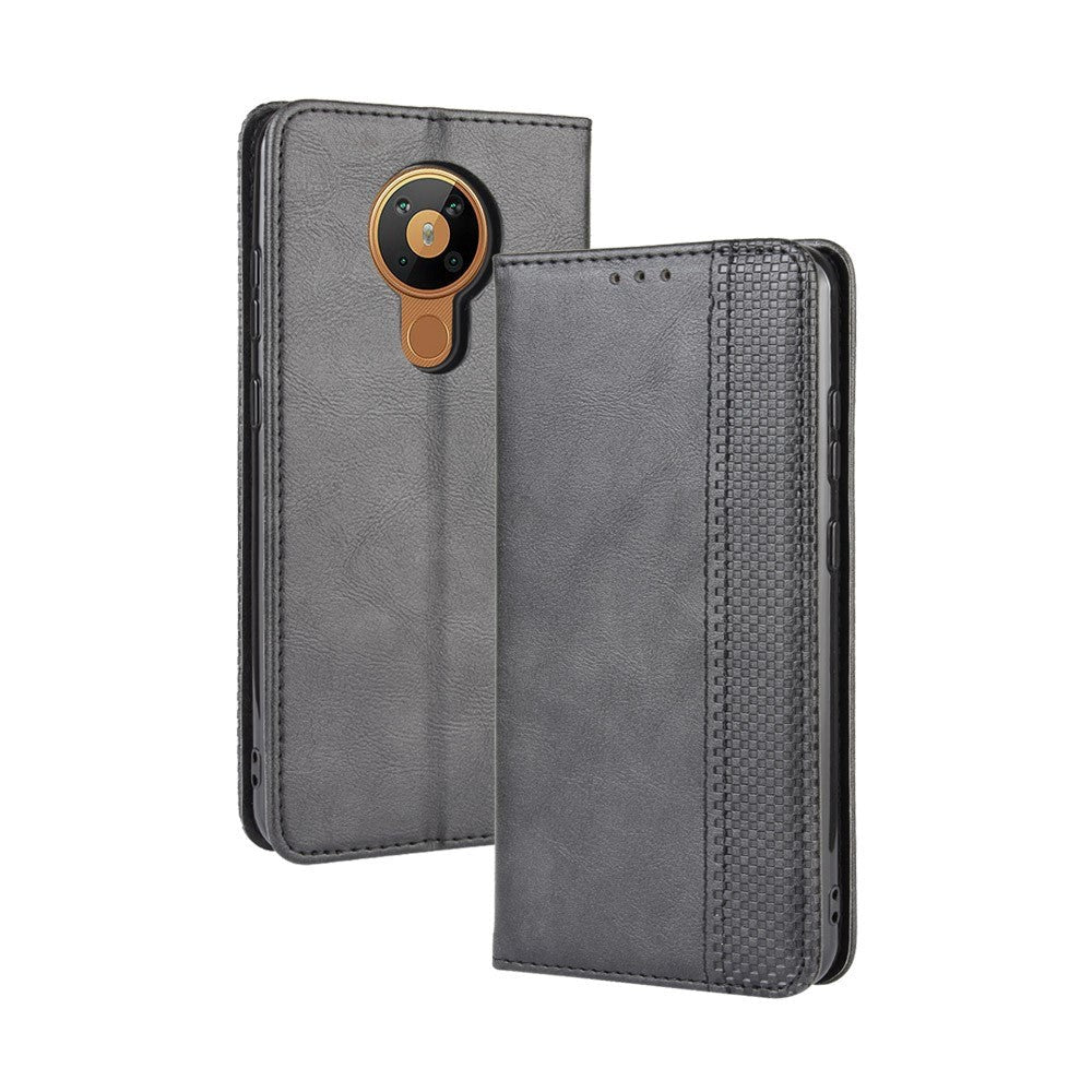 Nokia 5.3 Retro Leather Wallet Case - Black