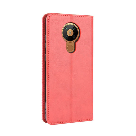 Nokia 5.3 Retro Leather Wallet Case - Red